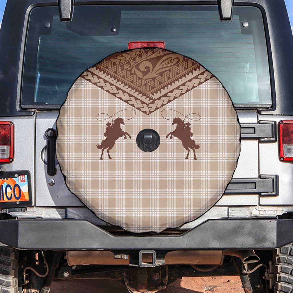 Aloha Hawaii Cowboys Paniolo Spare Tire Cover Beige Palaka - Polynesian Pride