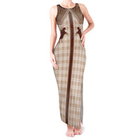 Aloha Hawaii Cowboys Paniolo Tank Maxi Dress Beige Palaka - Polynesian Pride