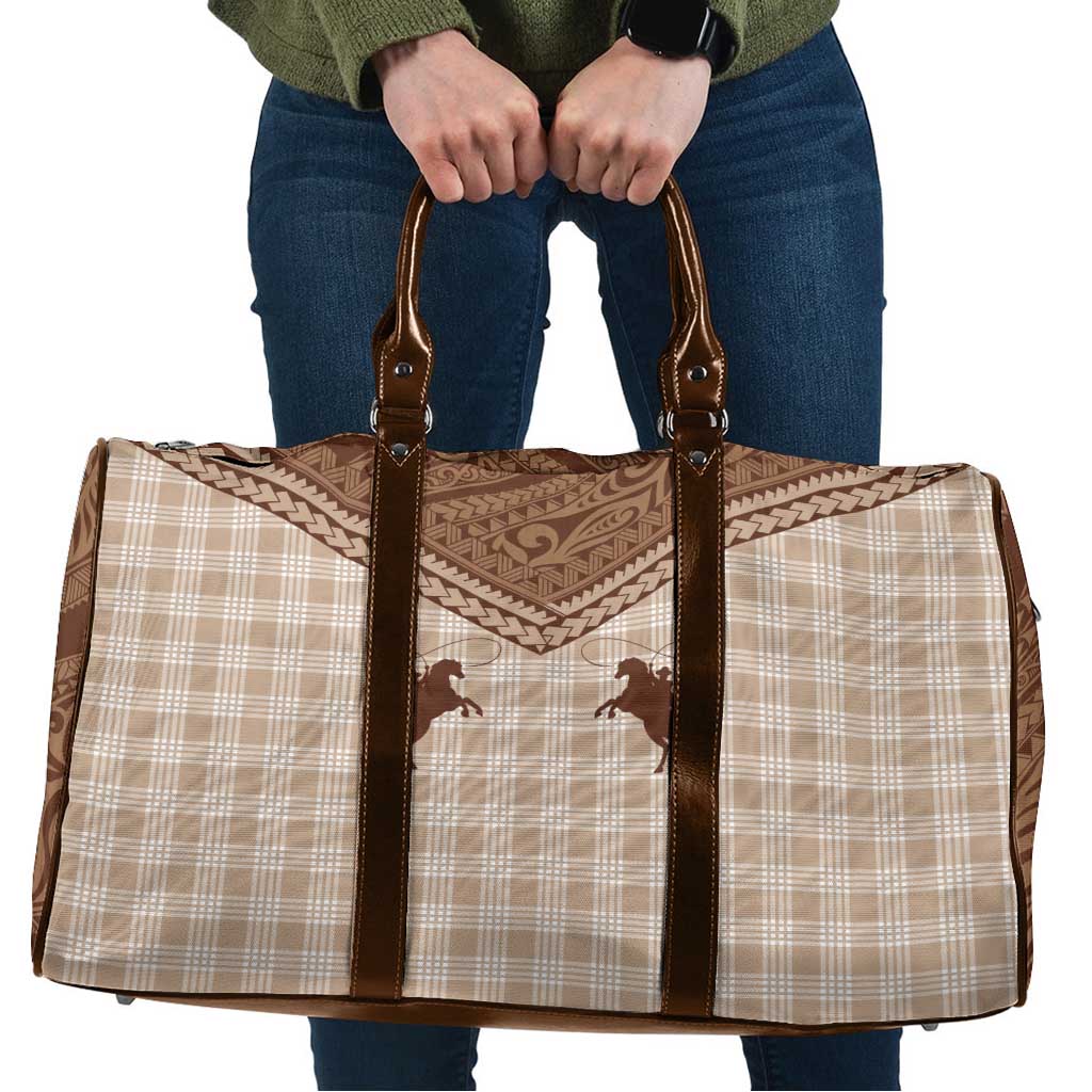 Aloha Hawaii Cowboys Paniolo Travel Bag Beige Palaka LT7 Beige - Polynesian Pride