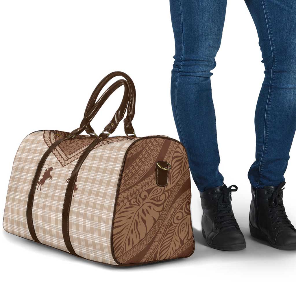 Aloha Hawaii Cowboys Paniolo Travel Bag Beige Palaka - Polynesian Pride