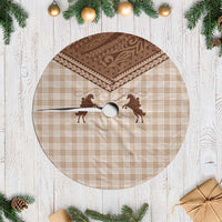 Aloha Hawaii Cowboys Paniolo Tree Skirt Beige Palaka - Polynesian Pride