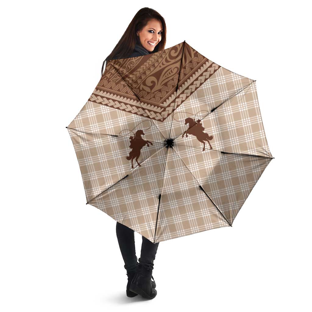 Aloha Hawaii Cowboys Paniolo Umbrella Beige Palaka - Polynesian Pride