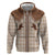 Aloha Hawaii Cowboys Paniolo Zip Hoodie Beige Palaka - Polynesian Pride
