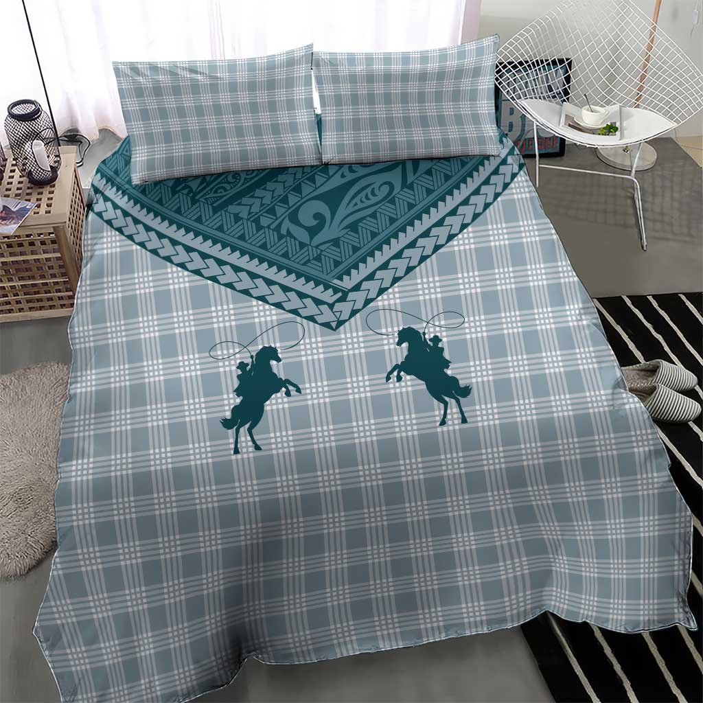 Aloha Hawaii Cowboys Paniolo Bedding Set Teal Palaka - Polynesian Pride