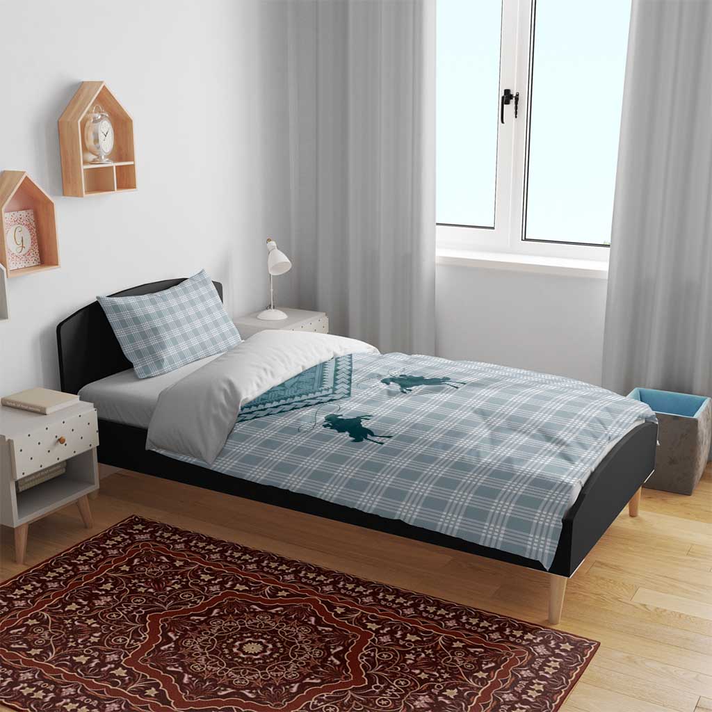 Aloha Hawaii Cowboys Paniolo Bedding Set Teal Palaka - Polynesian Pride