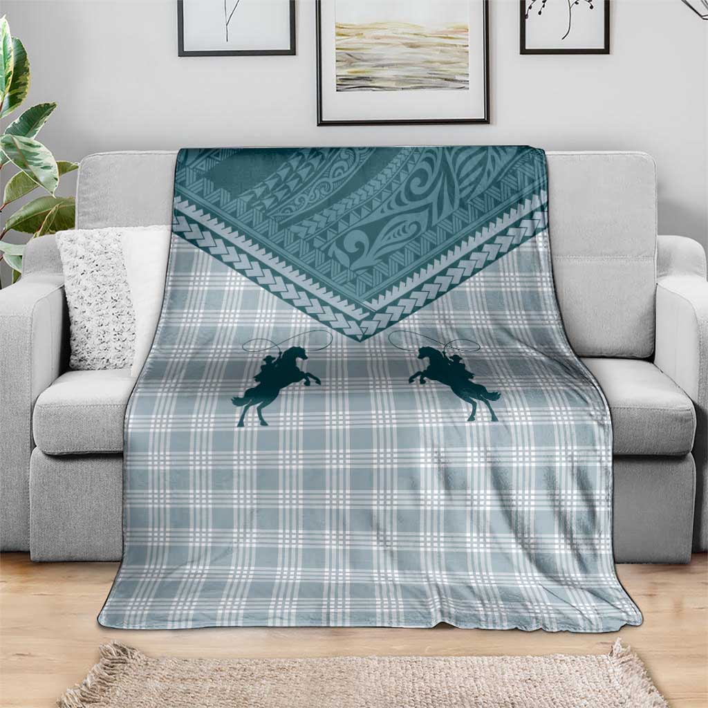 Aloha Hawaii Cowboys Paniolo Blanket Teal Palaka - Polynesian Pride