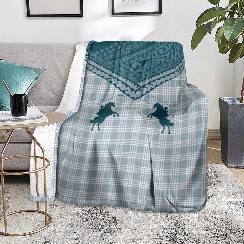 Aloha Hawaii Cowboys Paniolo Blanket Teal Palaka - Polynesian Pride