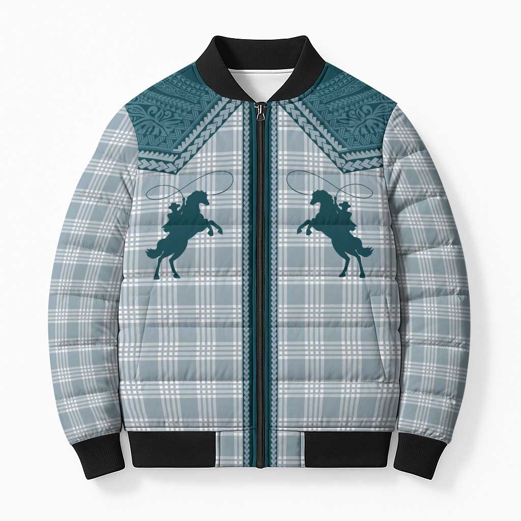 Aloha Hawaii Cowboys Paniolo Bomber Puffer Jacket Teal Palaka LT7 Unisex Teal - Polynesian Pride