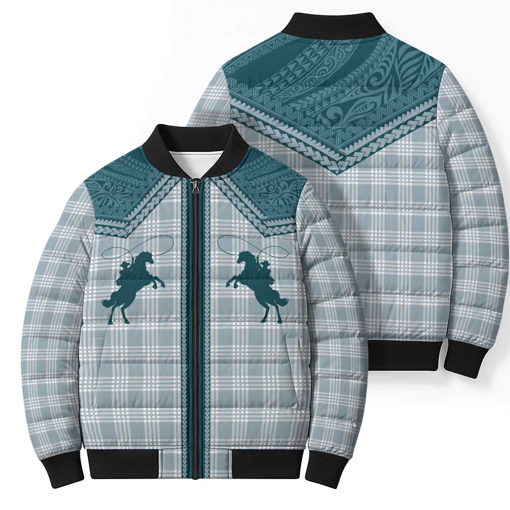 Aloha Hawaii Cowboys Paniolo Bomber Puffer Jacket Teal Palaka LT7 - Polynesian Pride
