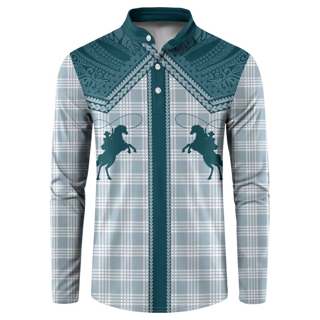 Aloha Hawaii Cowboys Paniolo Button Sweatshirt Teal Palaka LT7 Teal - Polynesian Pride