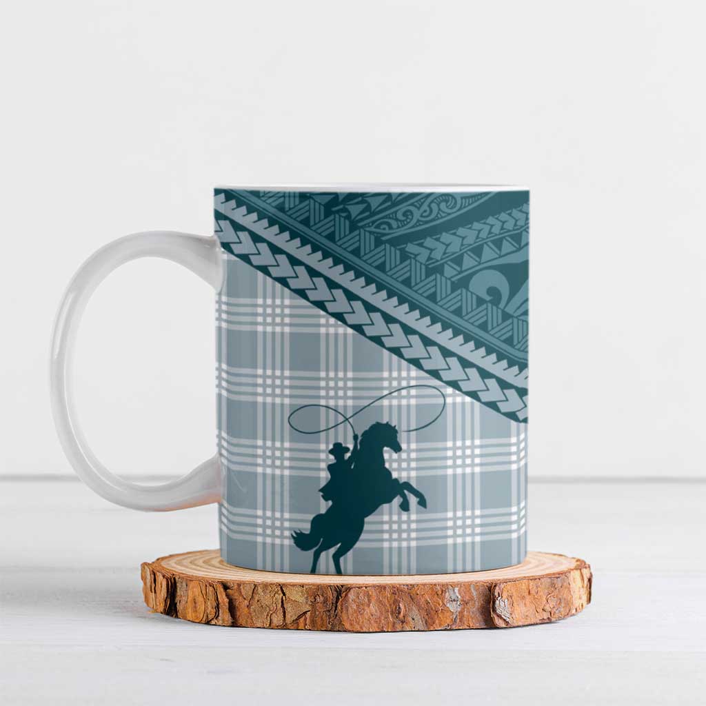 Aloha Hawaii Cowboys Paniolo Ceramic Mug Teal Palaka - Polynesian Pride