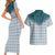 Aloha Hawaii Cowboys Paniolo Couples Matching Short Sleeve Bodycon Dress and Hawaiian Shirt Teal Palaka - Polynesian Pride