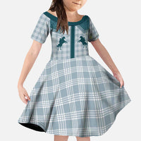 Aloha Hawaii Cowboys Paniolo Family Matching Long Sleeve Bodycon Dress and Hawaiian Shirt Teal Palaka - Polynesian Pride