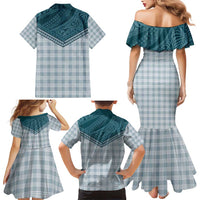 Aloha Hawaii Cowboys Paniolo Family Matching Mermaid Dress and Hawaiian Shirt Teal Palaka - Polynesian Pride
