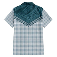 Aloha Hawaii Cowboys Paniolo Family Matching Off The Shoulder Long Sleeve Dress and Hawaiian Shirt Teal Palaka - Polynesian Pride