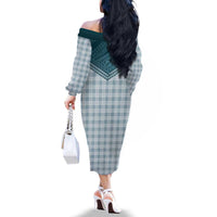 Aloha Hawaii Cowboys Paniolo Family Matching Off The Shoulder Long Sleeve Dress and Hawaiian Shirt Teal Palaka - Polynesian Pride