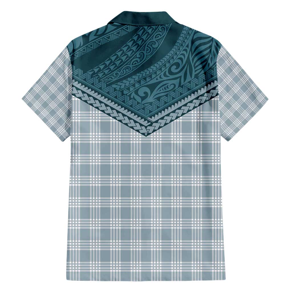 Aloha Hawaii Cowboys Paniolo Family Matching Short Sleeve Bodycon Dress and Hawaiian Shirt Teal Palaka - Polynesian Pride