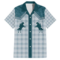 Aloha Hawaii Cowboys Paniolo Family Matching Summer Maxi Dress and Hawaiian Shirt Teal Palaka - Polynesian Pride