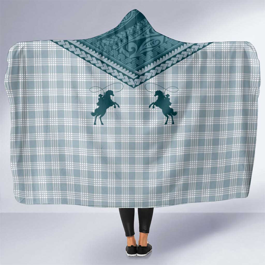 Aloha Hawaii Cowboys Paniolo Hooded Blanket Teal Palaka - Polynesian Pride