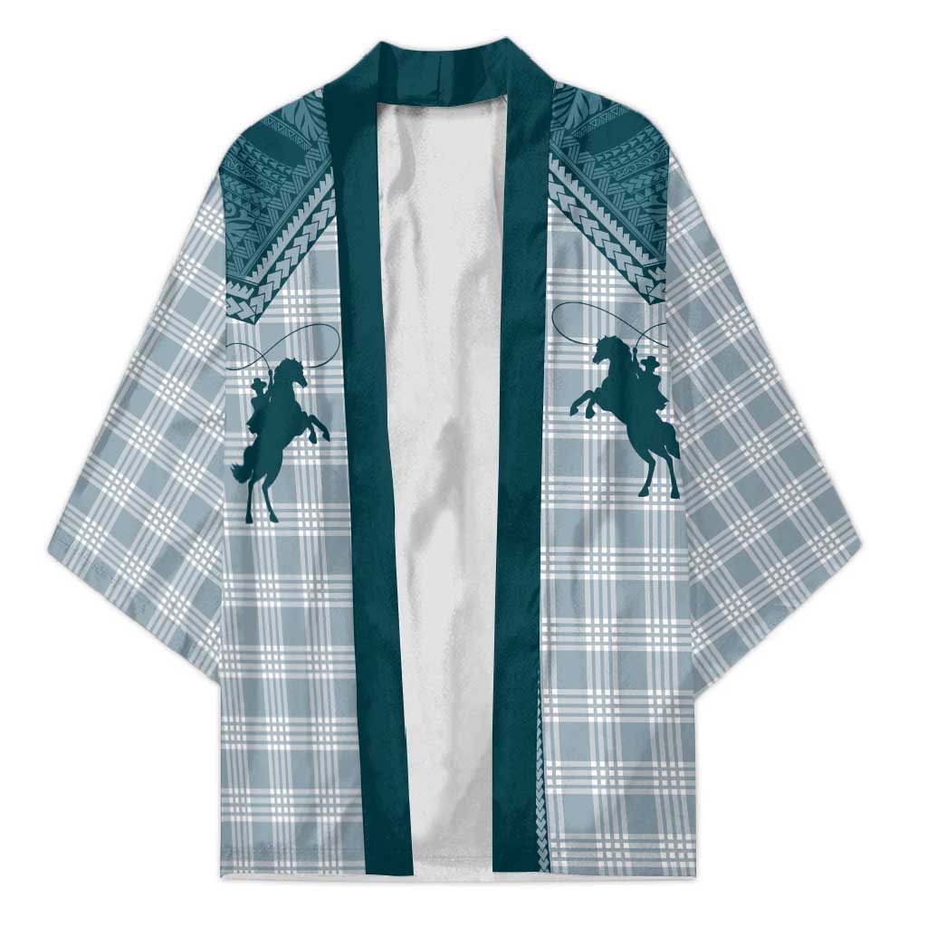 Aloha Hawaii Cowboys Paniolo Kimono Teal Palaka - Polynesian Pride