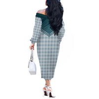 Aloha Hawaii Cowboys Paniolo Off The Shoulder Long Sleeve Dress Teal Palaka - Polynesian Pride