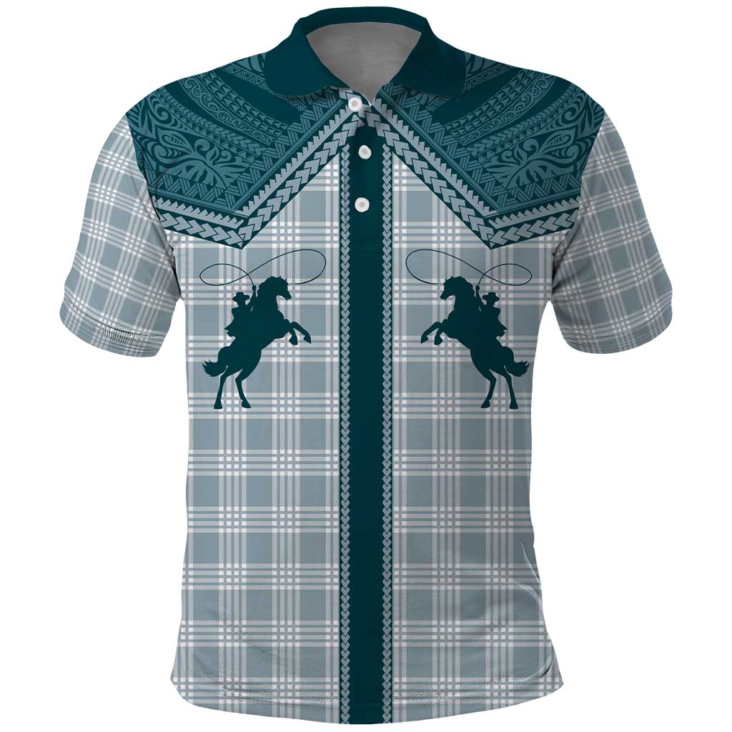 Aloha Hawaii Cowboys Paniolo Polo Shirt Teal Palaka - Polynesian Pride