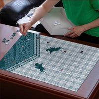 Aloha Hawaii Cowboys Paniolo Puzzle Teal Palaka - Polynesian Pride