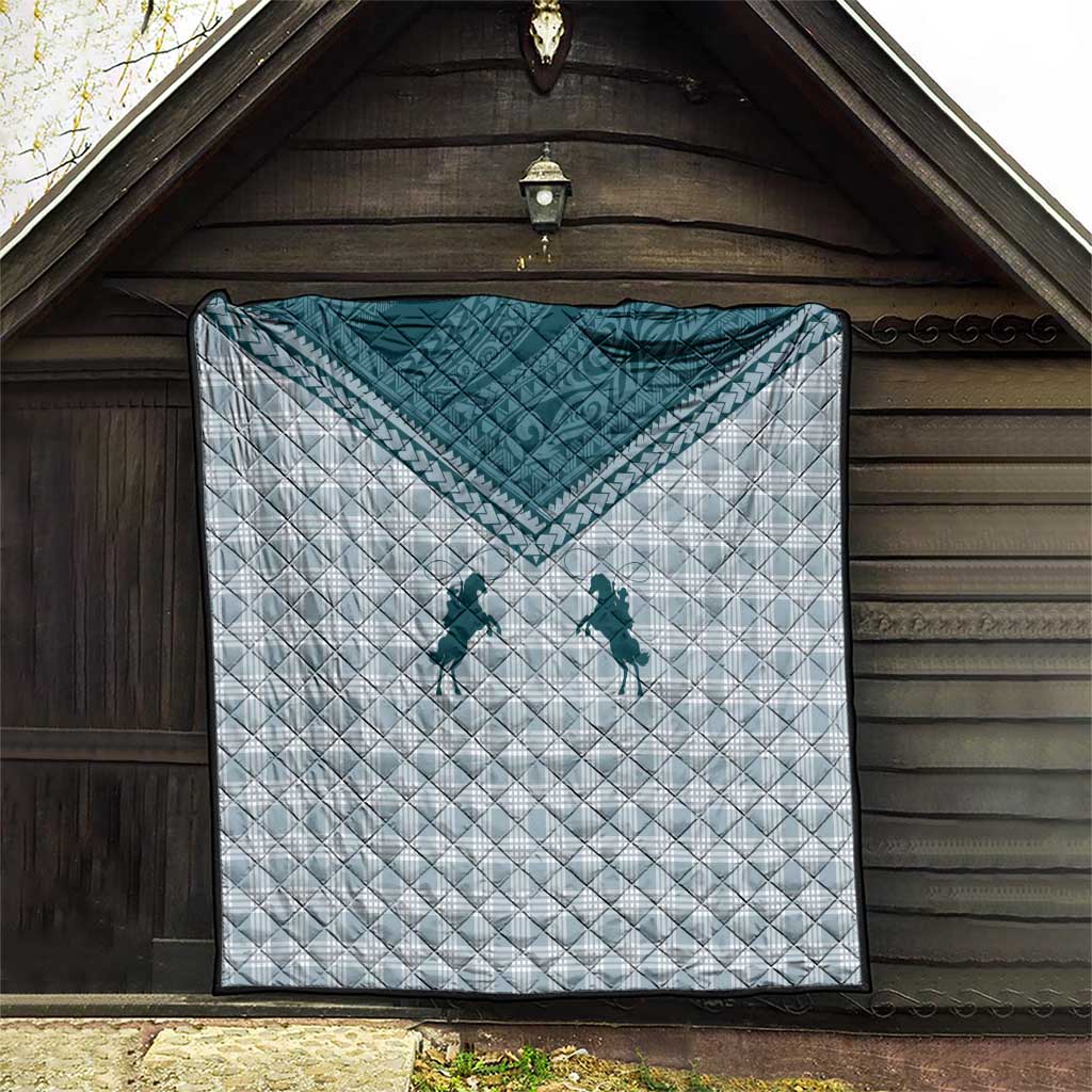 Aloha Hawaii Cowboys Paniolo Quilt Teal Palaka - Polynesian Pride
