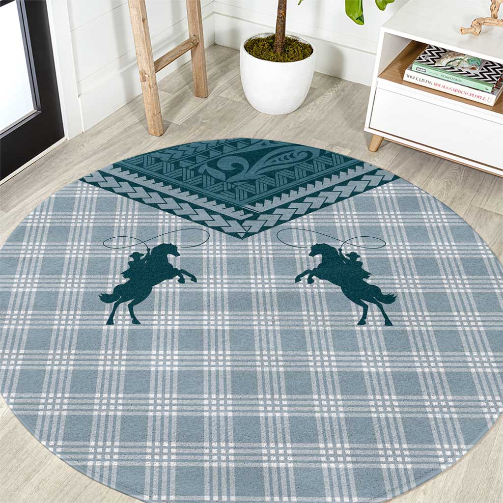 Aloha Hawaii Cowboys Paniolo Round Carpet Teal Palaka - Polynesian Pride
