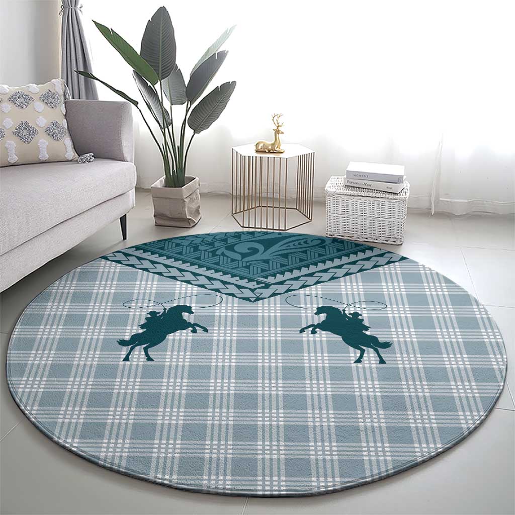 Aloha Hawaii Cowboys Paniolo Round Carpet Teal Palaka - Polynesian Pride