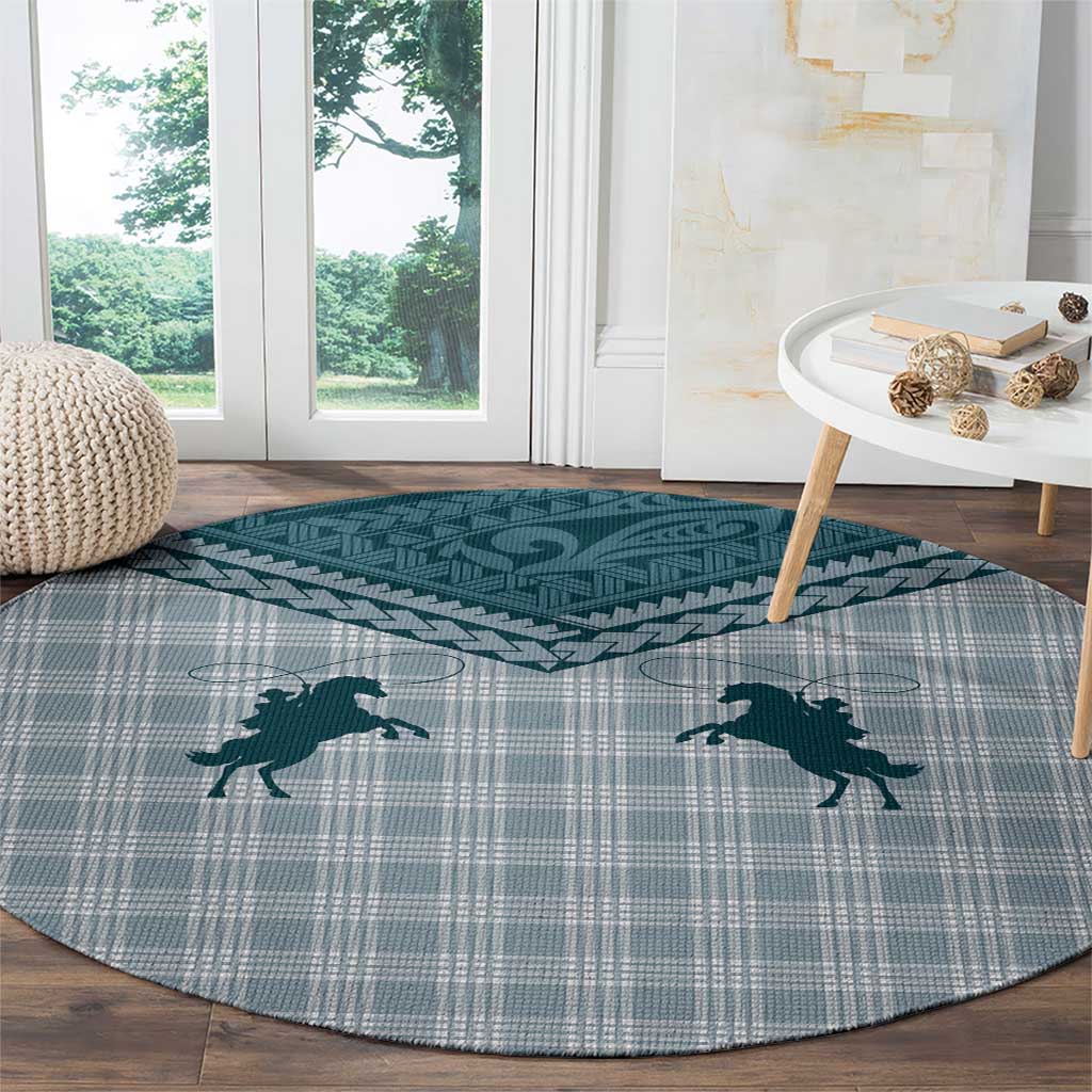Aloha Hawaii Cowboys Paniolo Round Carpet Teal Palaka - Polynesian Pride