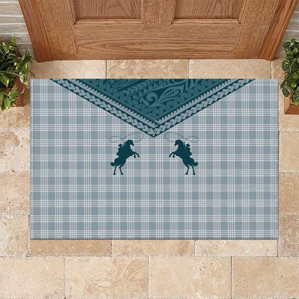 Aloha Hawaii Cowboys Paniolo Rubber Doormat Teal Palaka - Polynesian Pride