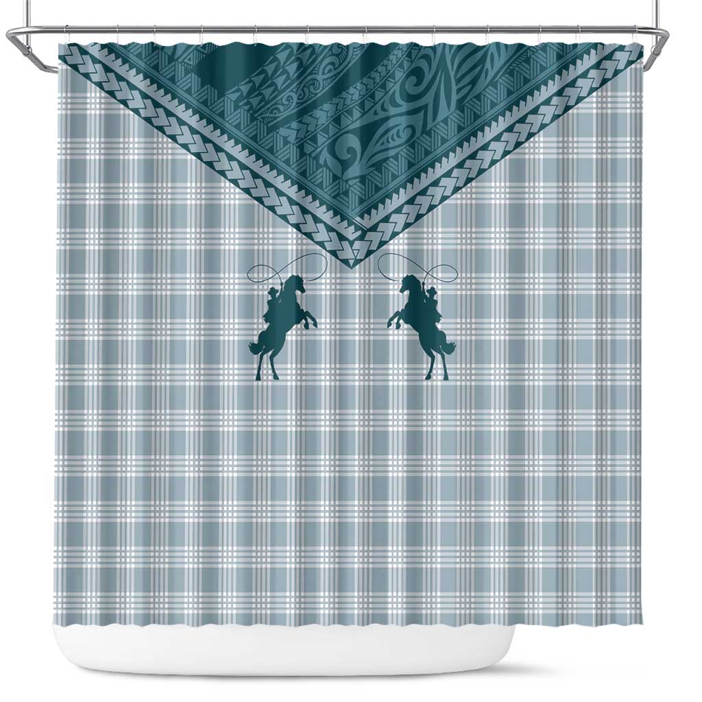 Aloha Hawaii Cowboys Paniolo Shower Curtain Teal Palaka LT7 Teal - Polynesian Pride