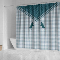 Aloha Hawaii Cowboys Paniolo Shower Curtain Teal Palaka - Polynesian Pride