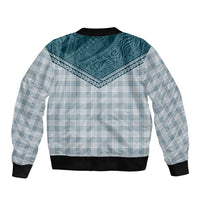 Aloha Hawaii Cowboys Paniolo Sleeve Zip Bomber Jacket Teal Palaka - Polynesian Pride