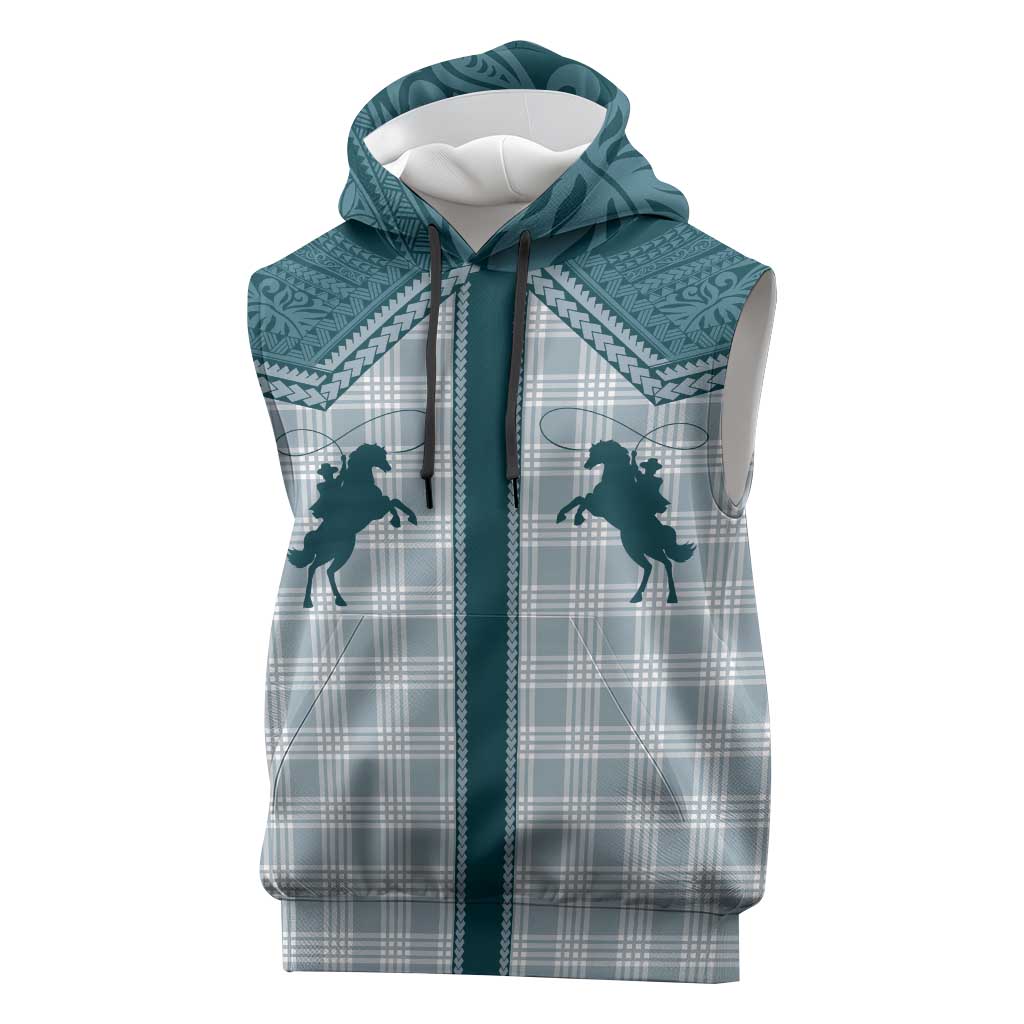 Aloha Hawaii Cowboys Paniolo Sleeveless Hoodie Teal Palaka LT7 Teal - Polynesian Pride
