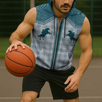 Aloha Hawaii Cowboys Paniolo Sleeveless Zip Hoodie Teal Palaka - Polynesian Pride