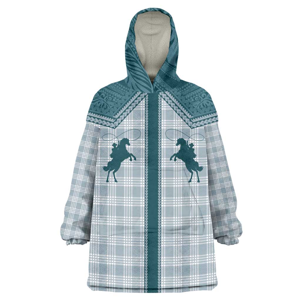 Aloha Hawaii Cowboys Paniolo Wearable Blanket Hoodie Teal Palaka LT7 One Size Teal - Polynesian Pride