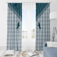 Aloha Hawaii Cowboys Paniolo Window Curtain Teal Palaka - Polynesian Pride