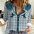 Aloha Hawaii Cowboys Paniolo Women Casual Shirt Teal Palaka - Polynesian Pride
