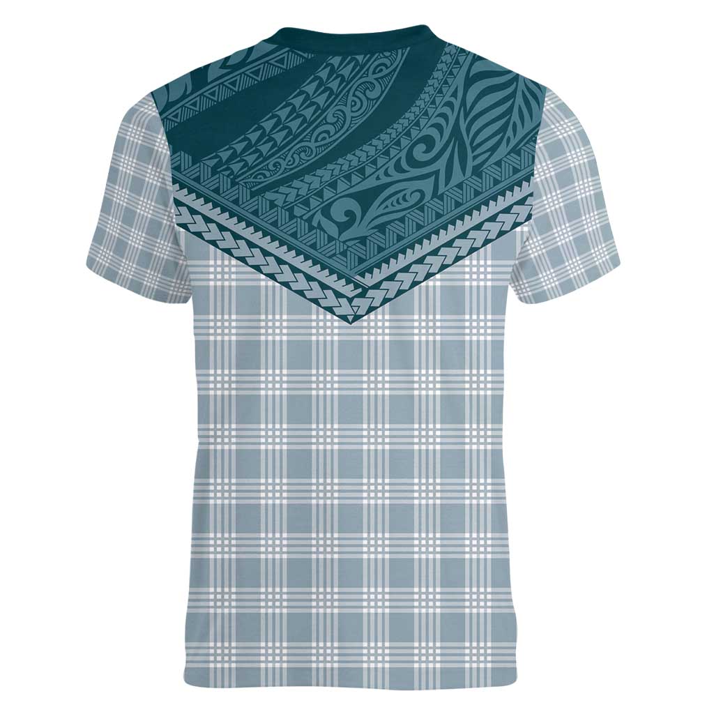 Aloha Hawaii Cowboys Paniolo Women V-Neck T-Shirt Teal Palaka - Polynesian Pride