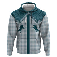 Aloha Hawaii Cowboys Paniolo Zip Hoodie Teal Palaka - Polynesian Pride