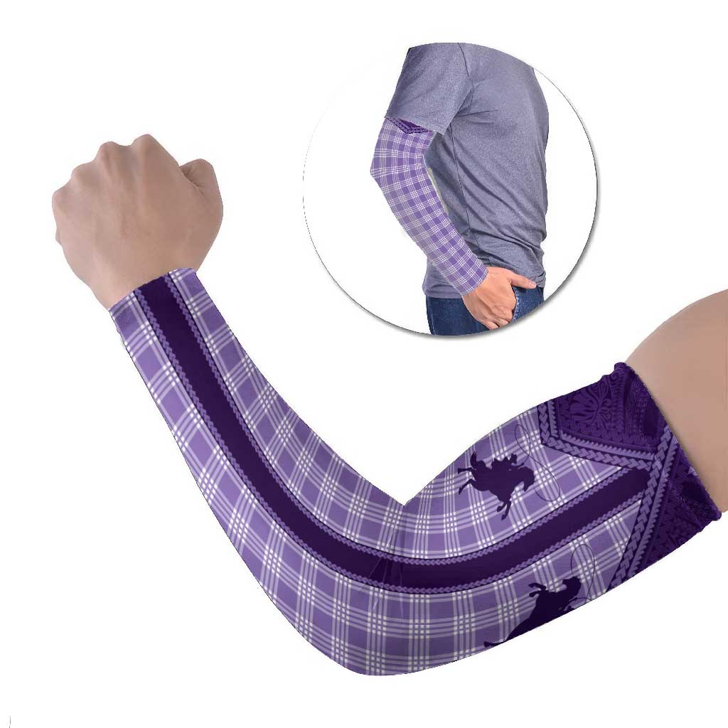 Aloha Hawaii Cowboys Paniolo Arm Sleeves Violet Palaka LT7 Set of 2 Purple - Polynesian Pride