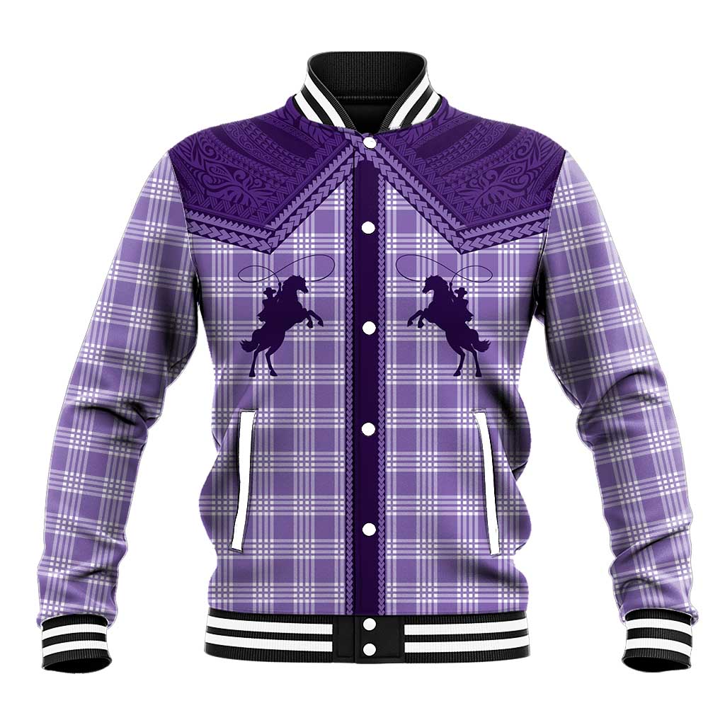 Aloha Hawaii Cowboys Paniolo Baseball Jacket Violet Palaka LT7 Unisex Purple - Polynesian Pride