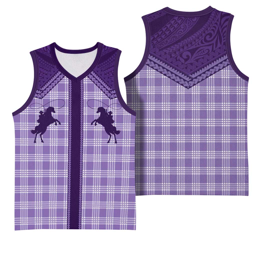 Aloha Hawaii Cowboys Paniolo Basketball Jersey Violet Palaka LT7 - Polynesian Pride
