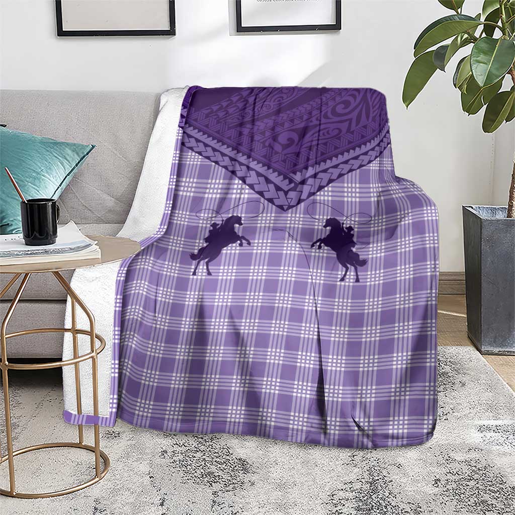 Aloha Hawaii Cowboys Paniolo Blanket Violet Palaka - Polynesian Pride