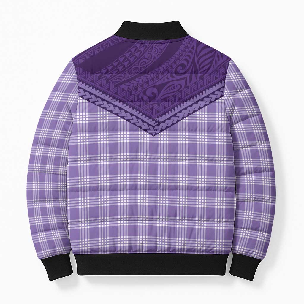 Aloha Hawaii Cowboys Paniolo Bomber Puffer Jacket Violet Palaka LT7 - Polynesian Pride
