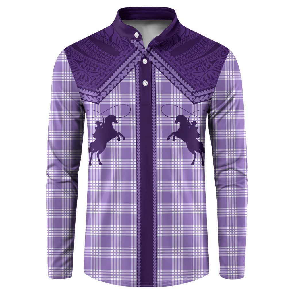 Aloha Hawaii Cowboys Paniolo Button Sweatshirt Violet Palaka LT7 Purple - Polynesian Pride
