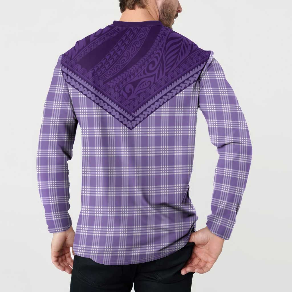 Aloha Hawaii Cowboys Paniolo Button Sweatshirt Violet Palaka LT7 - Polynesian Pride