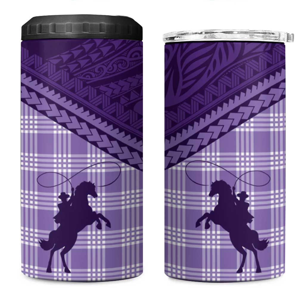 Aloha Hawaii Cowboys Paniolo 4 in 1 Can Cooler Tumbler Violet Palaka - Polynesian Pride